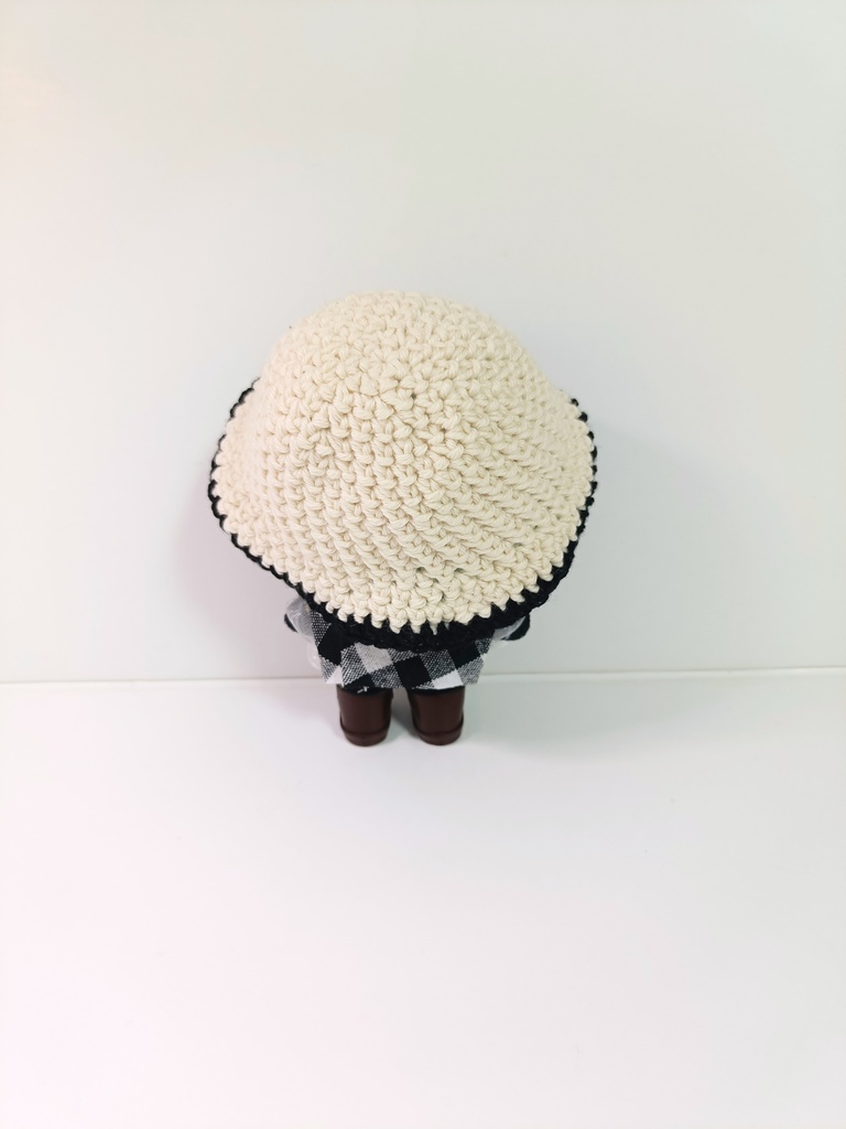 ぬい服10cm ギンガムフリルブラウスセット(ハット&フリルブラウス)