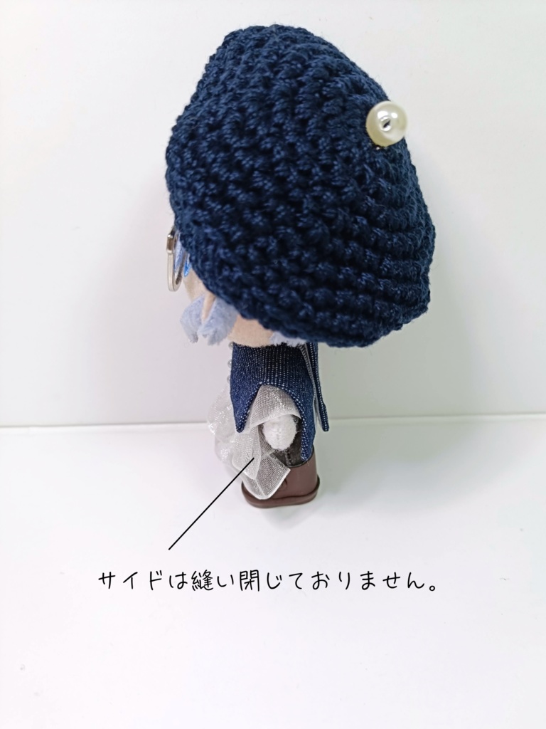 ぬい服10cm シンプルデニムセット(ベレー&フリルブラウス)