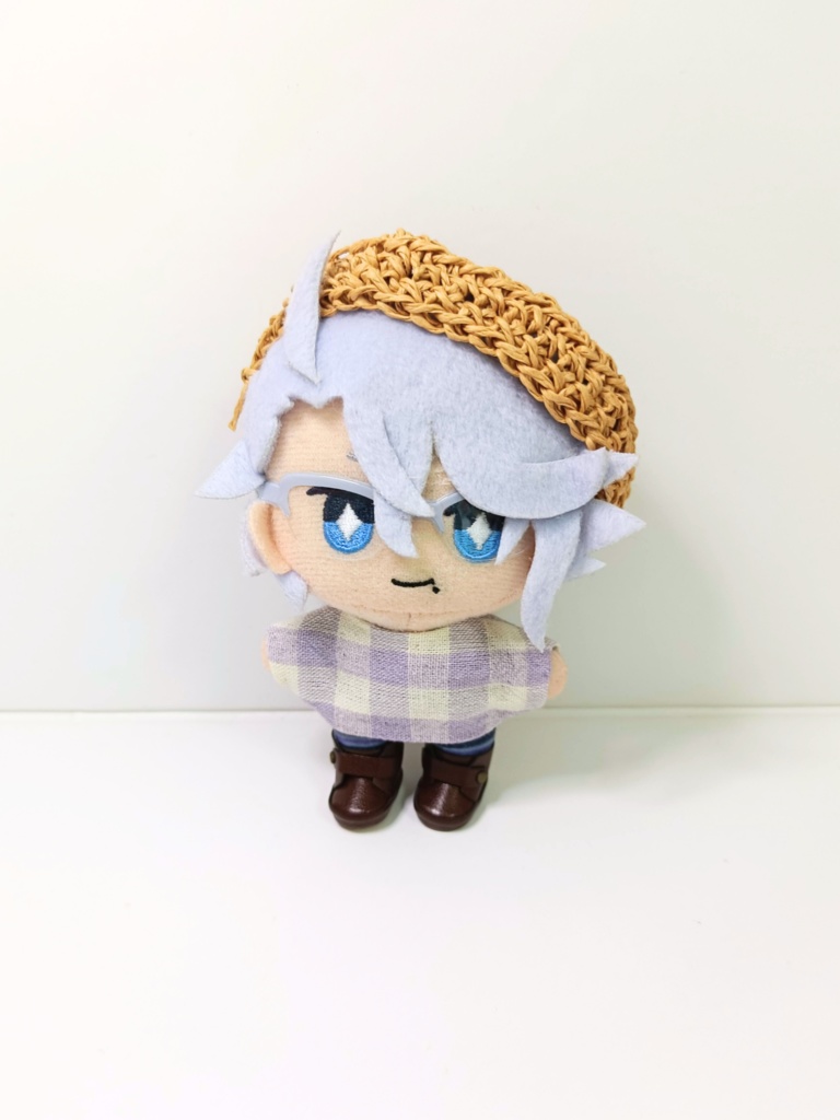 ぬい服10cm 麦わらベレーナチュラルセット(ベレー&トップス&ジャケット)