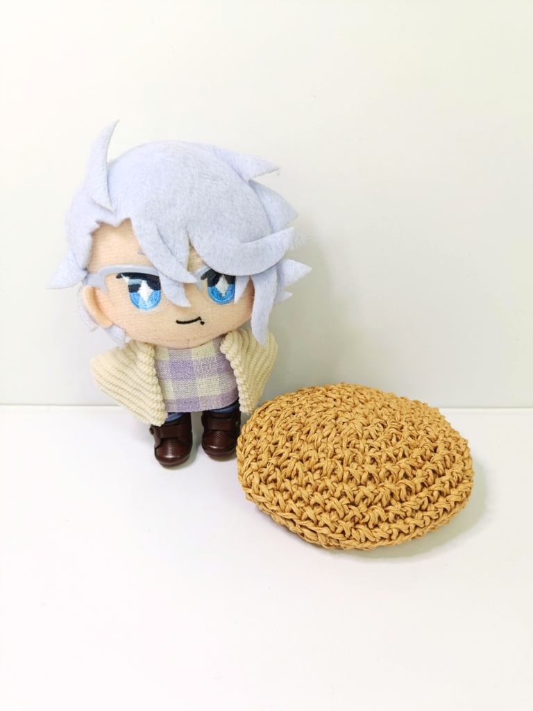 ぬい服10cm 麦わらベレーナチュラルセット(ベレー&トップス&ジャケット)