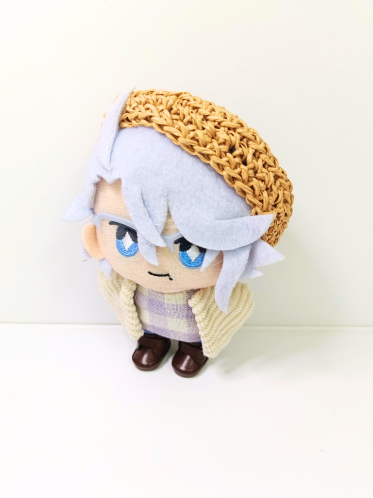 ぬい服10cm 麦わらベレーナチュラルセット(ベレー&トップス&ジャケット)