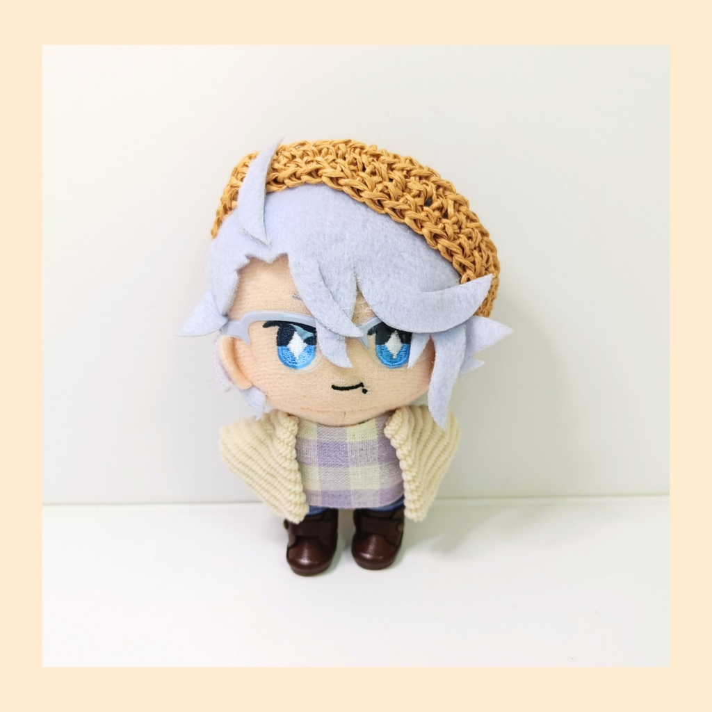 ぬい服10cm 麦わらベレーナチュラルセット（ベレー＆トップス＆ジャケット）