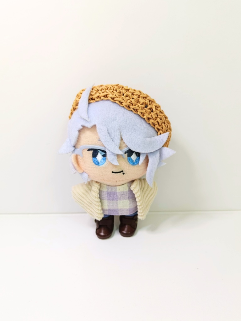 ぬい服10cm 麦わらベレーナチュラルセット(ベレー&トップス&ジャケット)