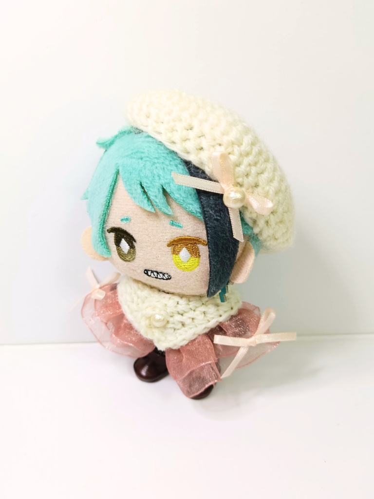 10cmぬい服 ピンクフリルケープ&ベレーセット