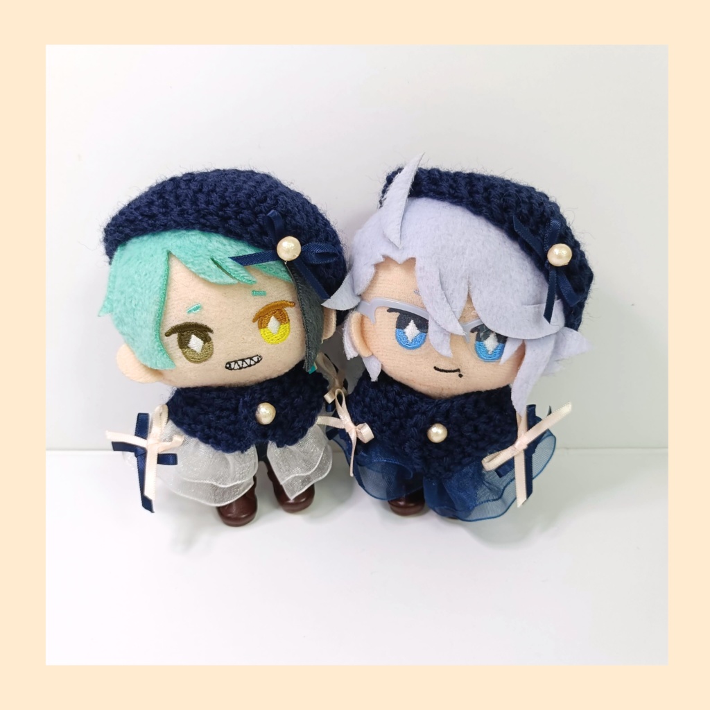 10cmぬい服 ダブルリボンケープ＆ベレーセット