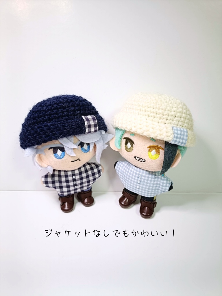 10cmぬい服 ニット帽&チェックコーデセット