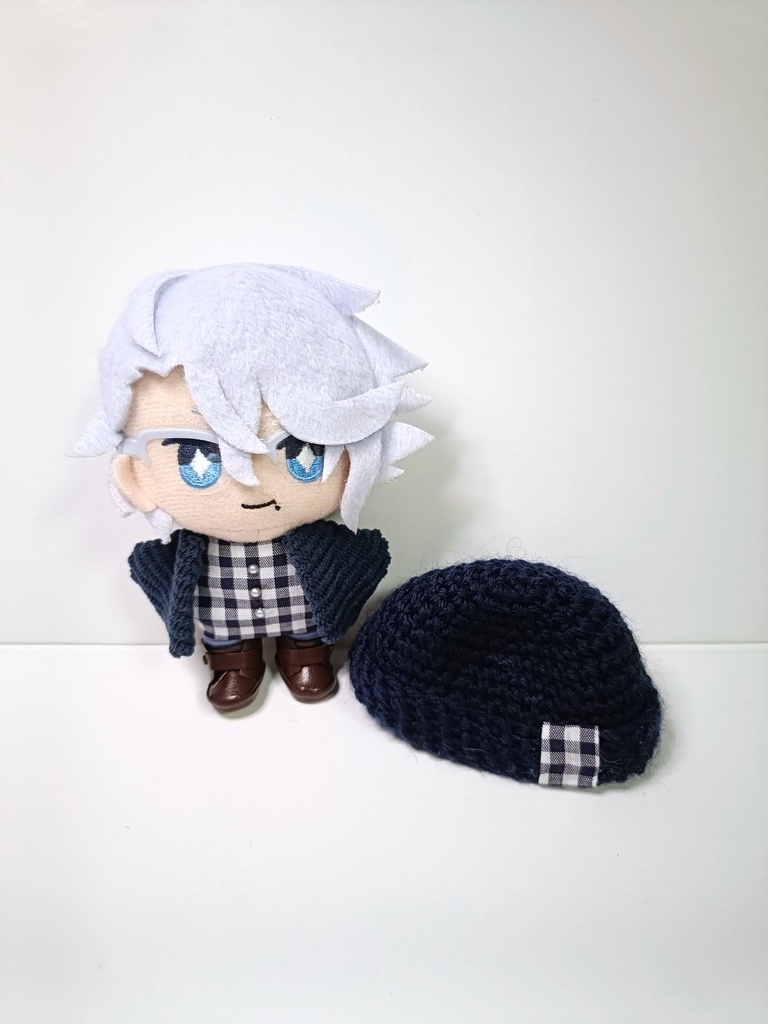10cmぬい服 ニット帽&チェックコーデセット