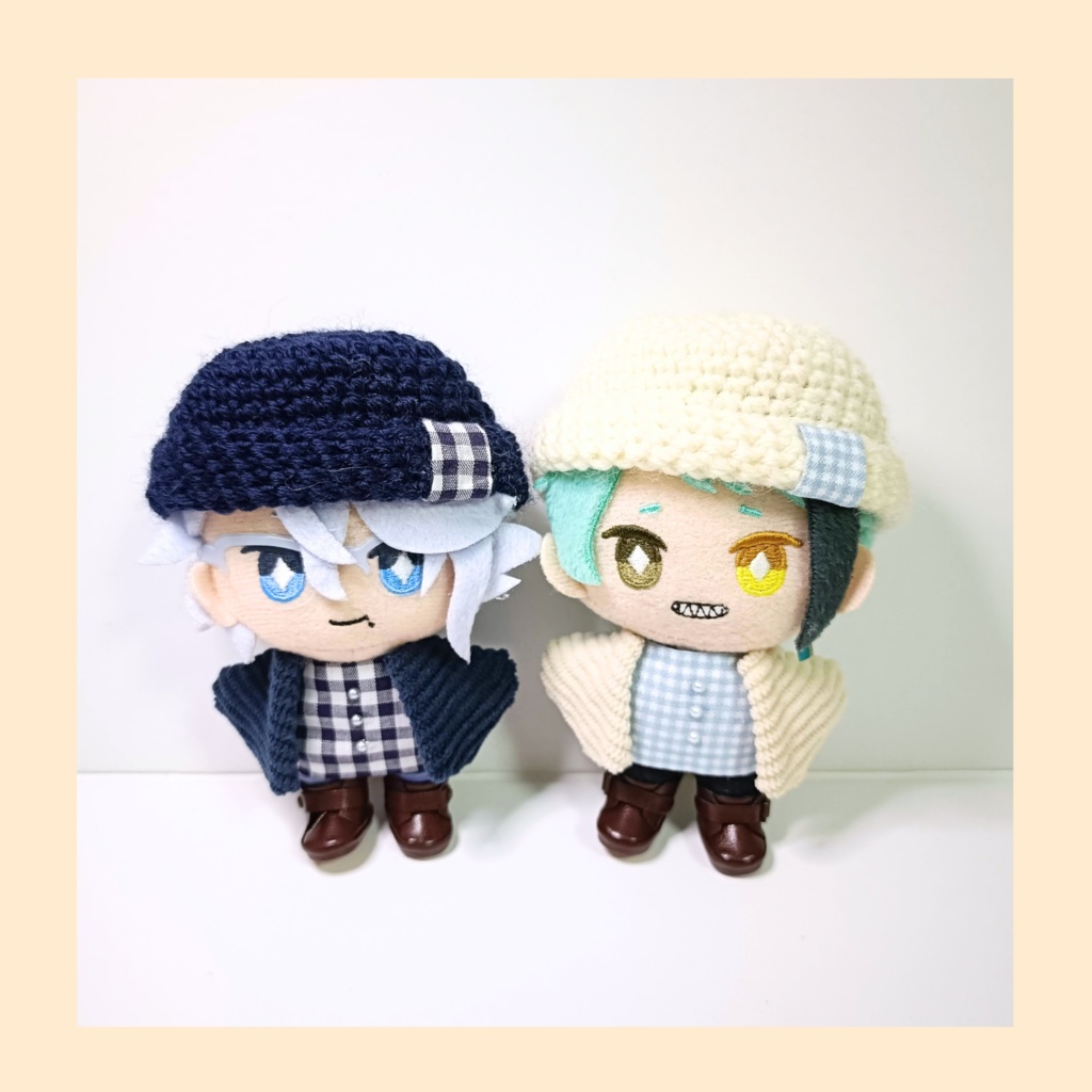 10cmぬい服 ニット帽＆チェックコーデセット