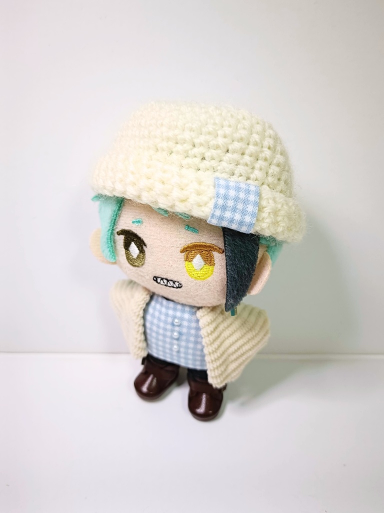 10cmぬい服 ニット帽&チェックコーデセット