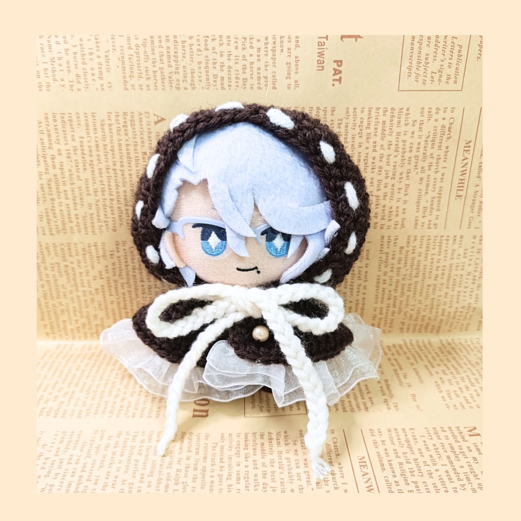 10cmぬい服 ふりふりフードケープ／チョコレートブラウン