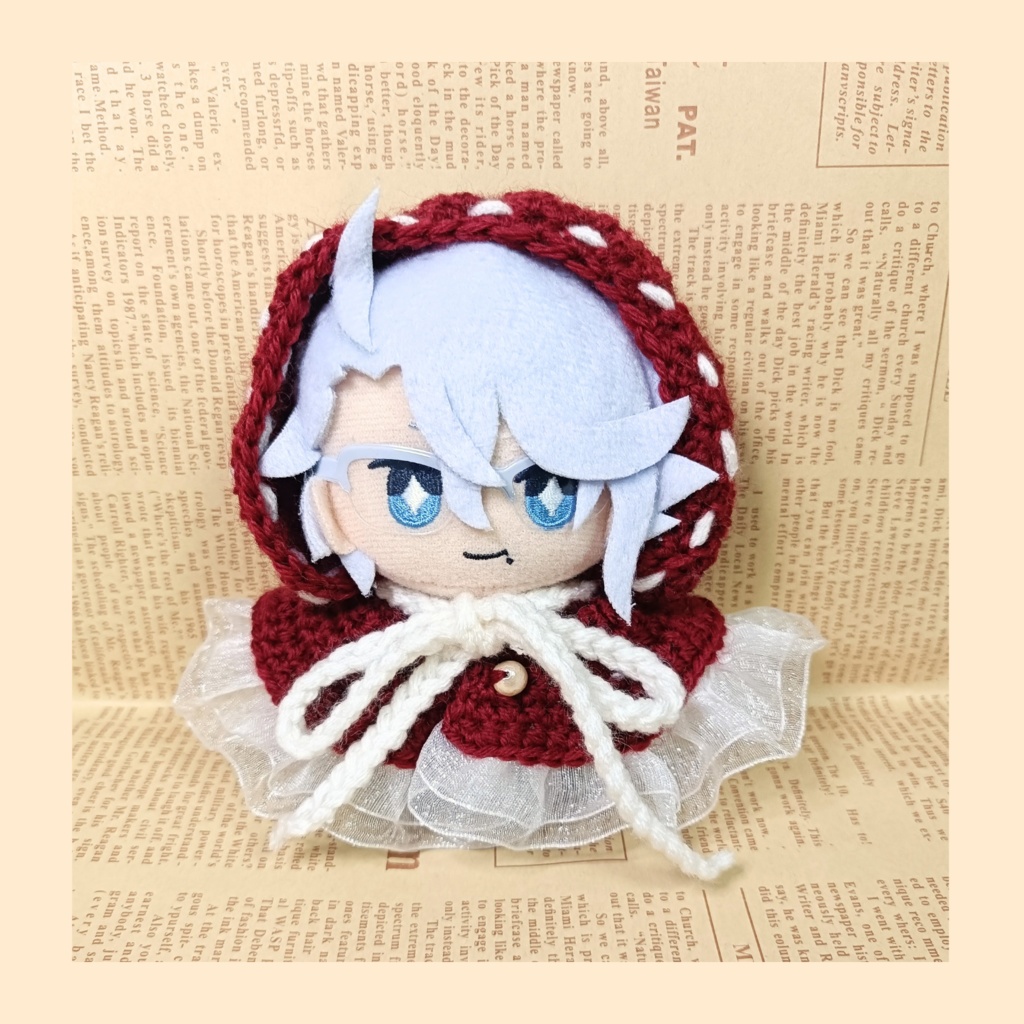 10cmぬい服 ふりふりフードケープ/ワインレッド