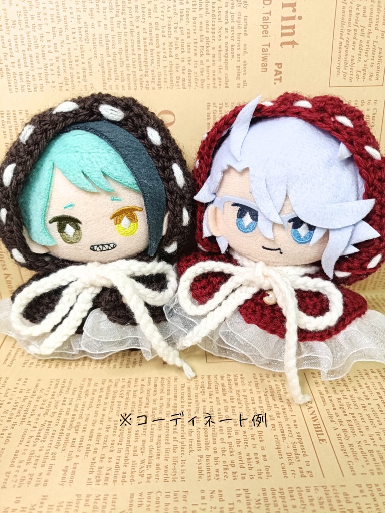 10cmぬい服 ふりふりフードケープ/ワインレッド