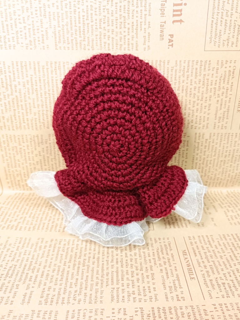 10cmぬい服 ふりふりフードケープ/ワインレッド