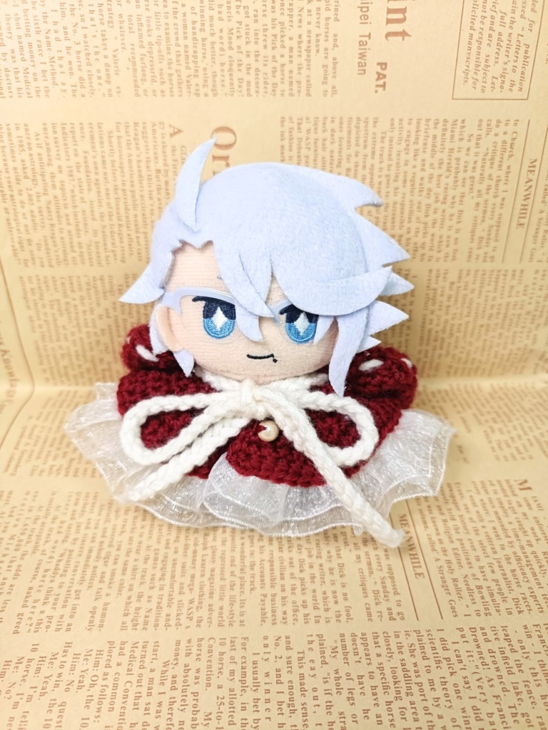 10cmぬい服 ふりふりフードケープ/ワインレッド