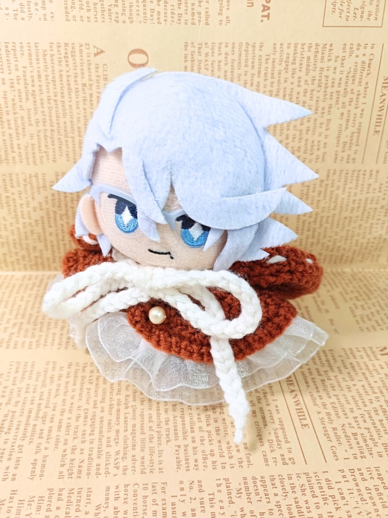 10cmぬい服 ふりふりフードケープ/オレンジブラウン