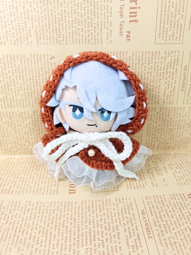 10cmぬい服 ふりふりフードケープ/オレンジブラウン