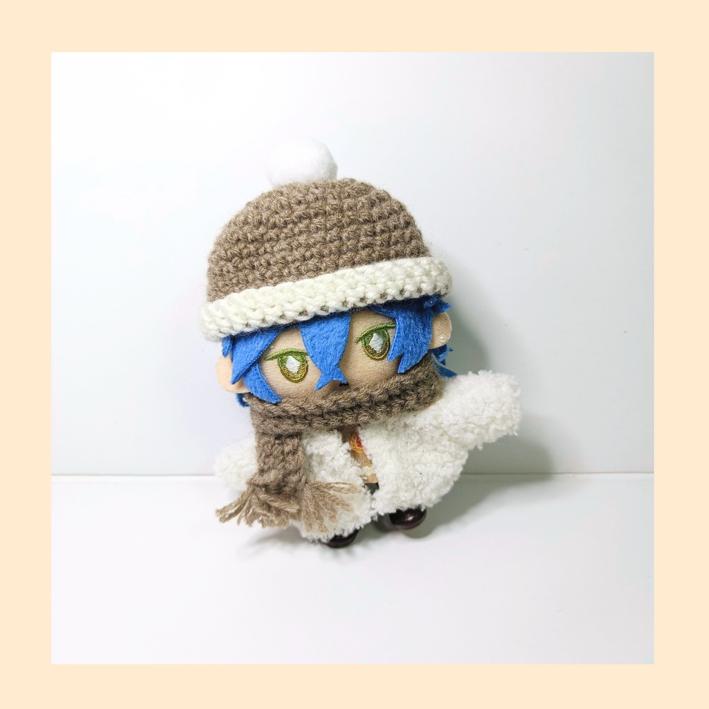 10cmぬい服 カフェモカニット帽&マフラーセット