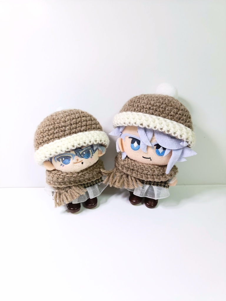 10cmぬい服 カフェモカニット帽&マフラーセット