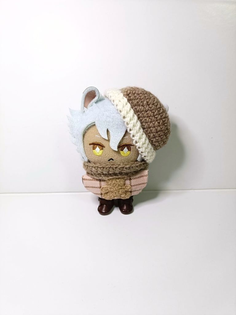 10cmぬい服 カフェモカニット帽&マフラーセット