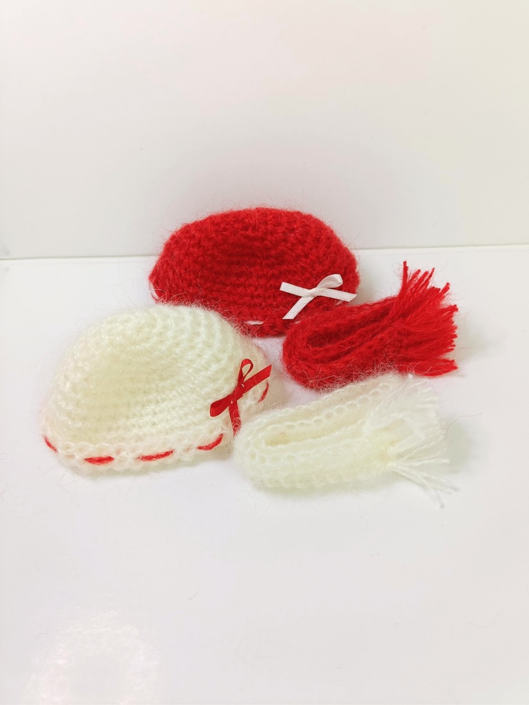 10cmぬい服 巫女さんニット帽&マフラーセット