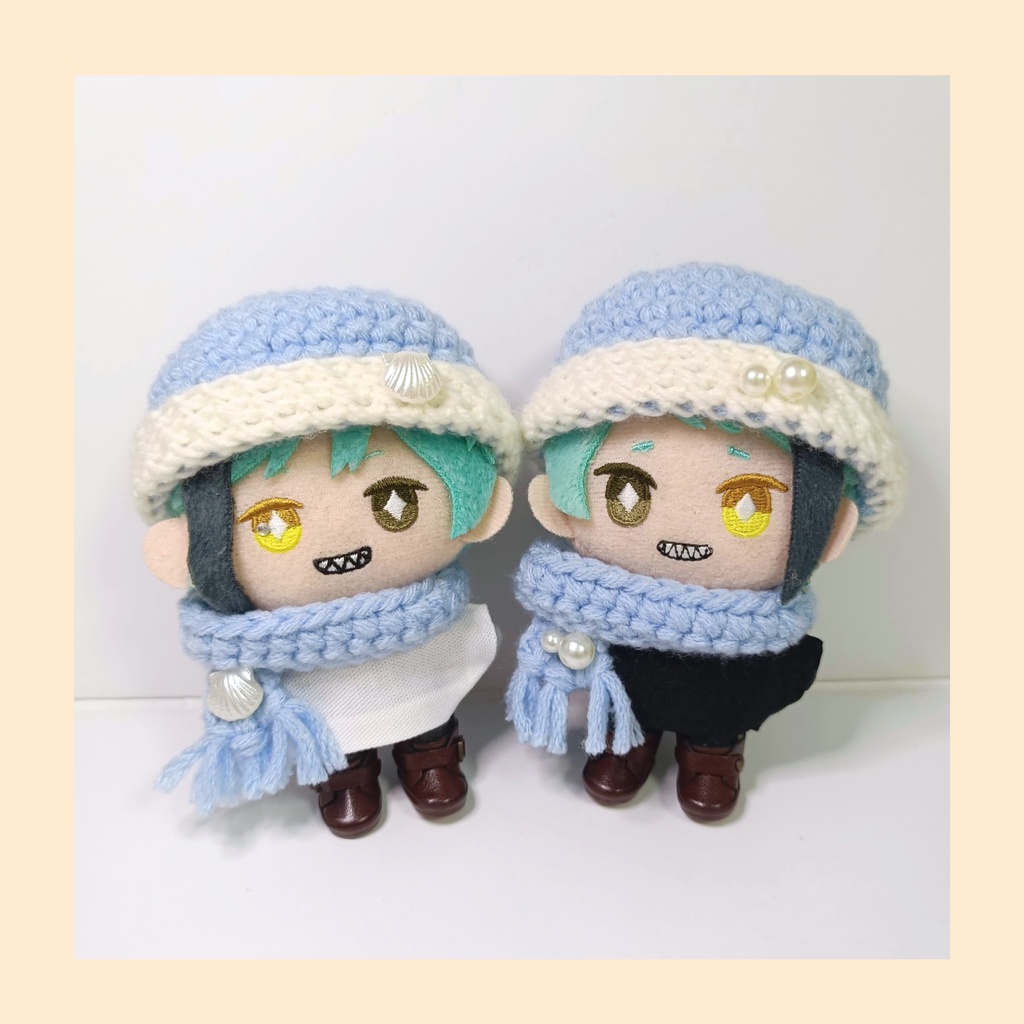 10cmぬい服 ウィンターマリンニット帽&マフラーセット