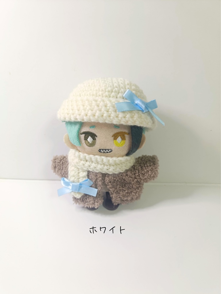 10cmぬい服 ミニリボンニット帽&マフラーセット -light blue-