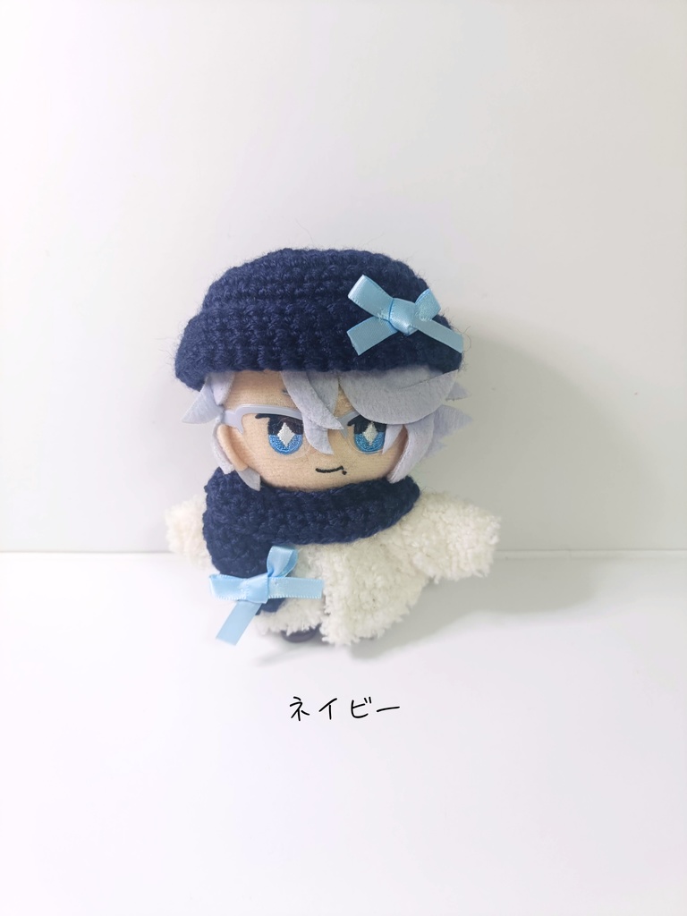 10cmぬい服 ミニリボンニット帽&マフラーセット -light blue-