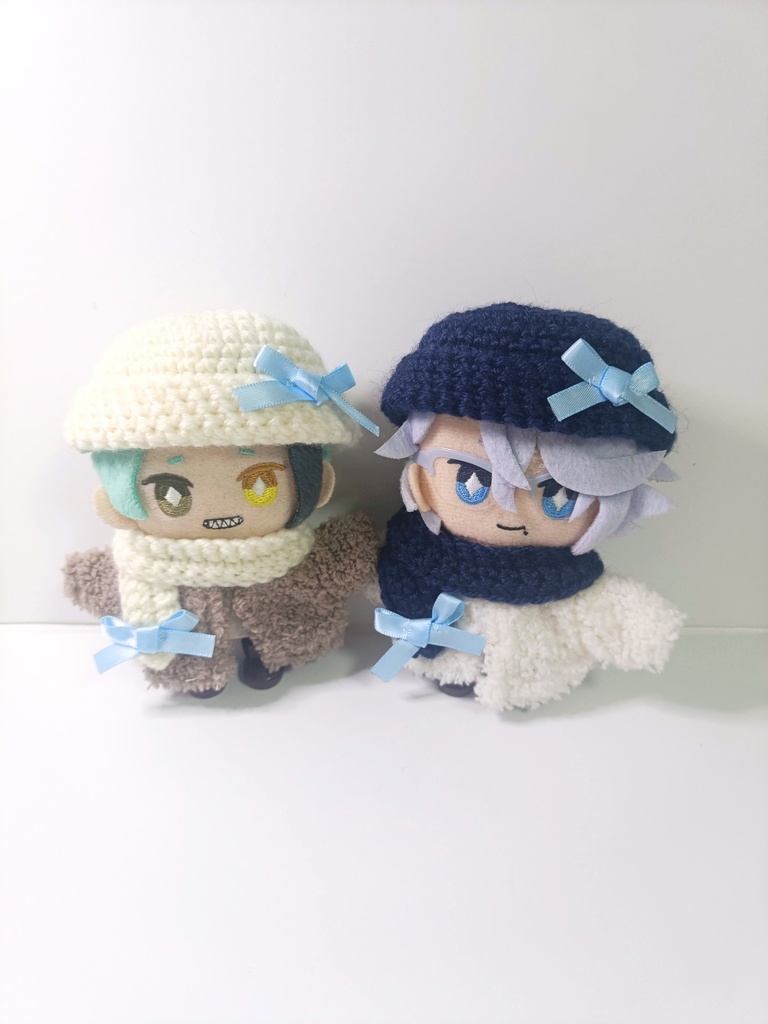 10cmぬい服 ミニリボンニット帽&マフラーセット -light blue-