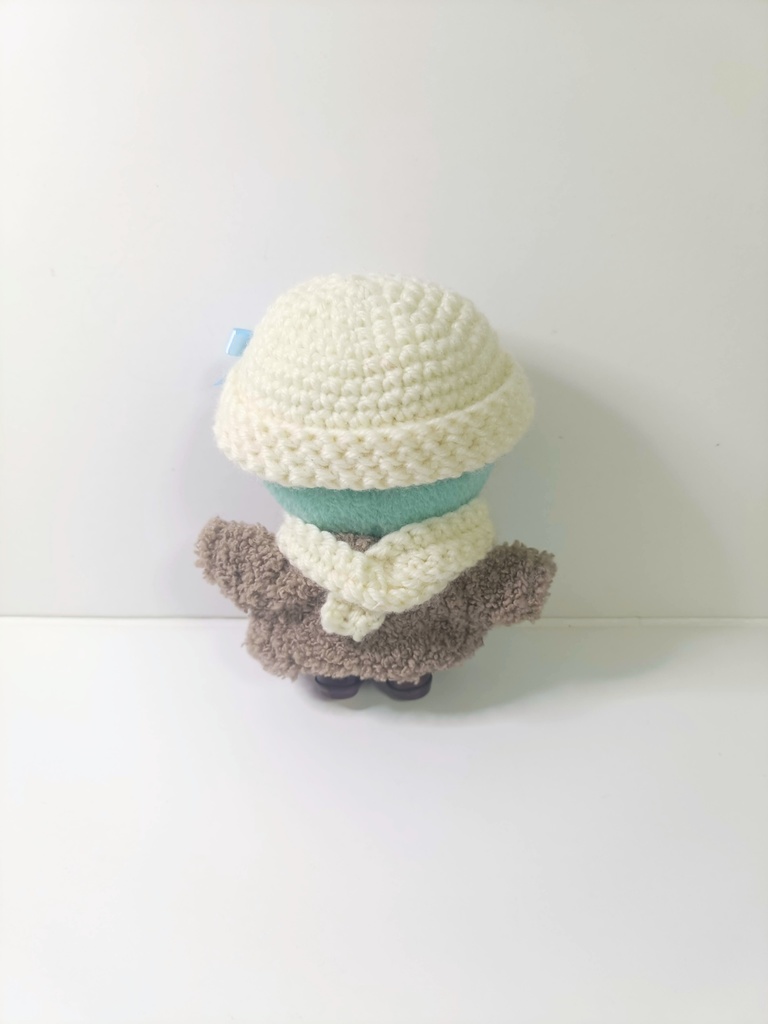 10cmぬい服 ミニリボンニット帽&マフラーセット -light blue-