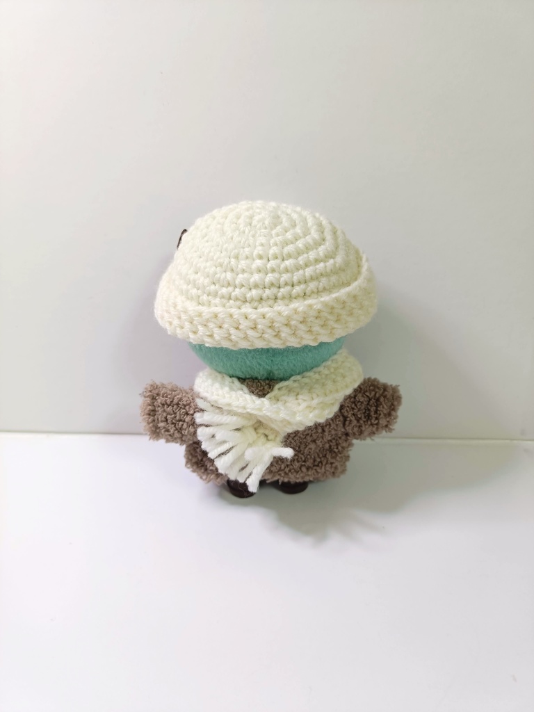 10cmぬい服 ミニリボンニット帽&マフラーセット -dark brown-