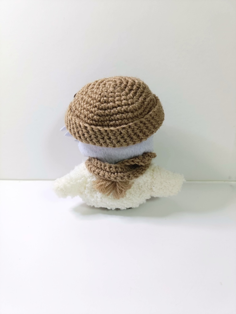 10cmぬい服 ミニリボンニット帽&マフラーセット -dark brown-