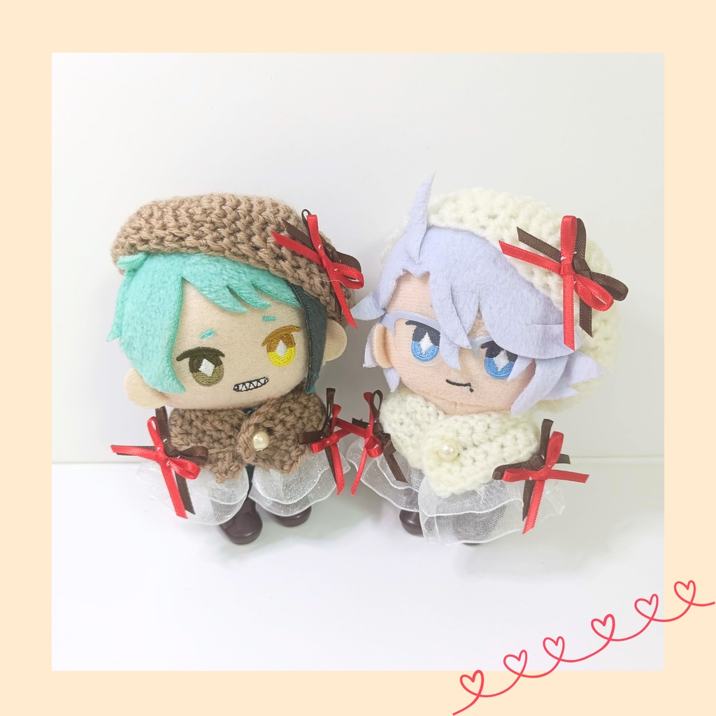 10cmぬい服 バレンタインケープ＆ベレーセット-double ribbon-