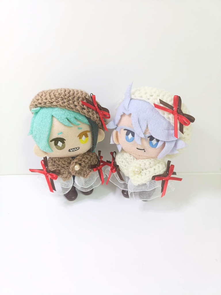 10cmぬい服 バレンタインケープ&ベレーセット-double ribbon-