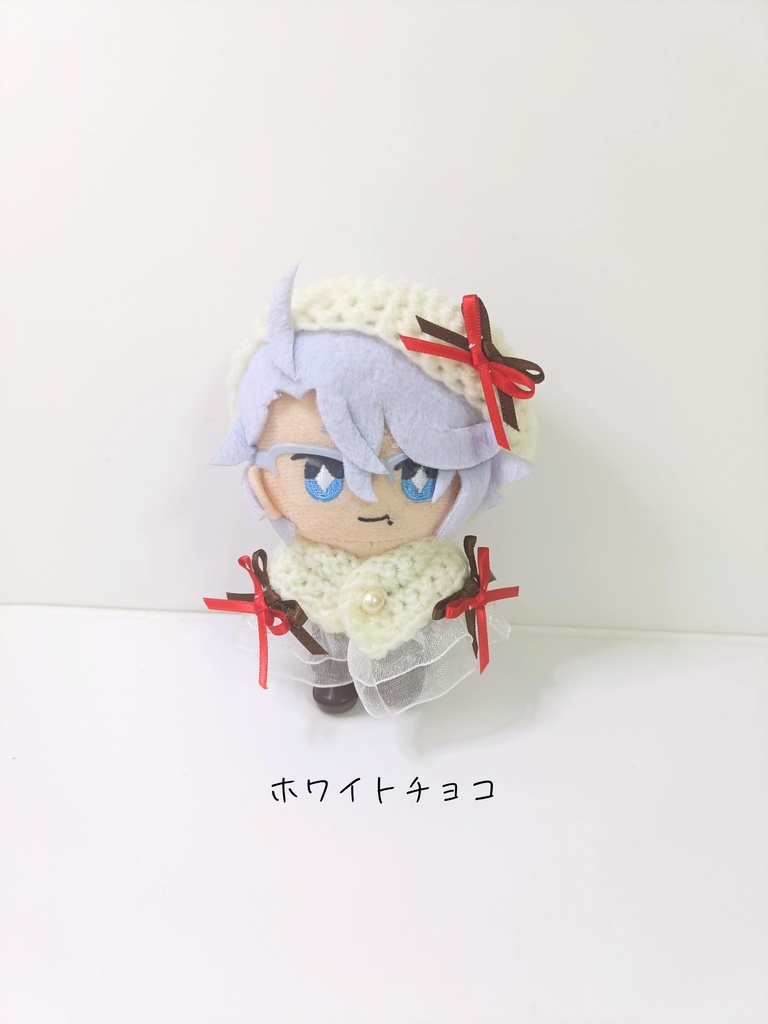 10cmぬい服 バレンタインケープ&ベレーセット-double ribbon-