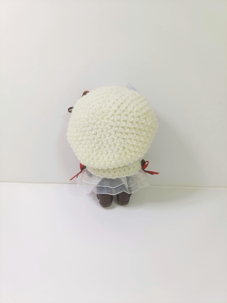 10cmぬい服 バレンタインケープ&ベレーセット-double ribbon-