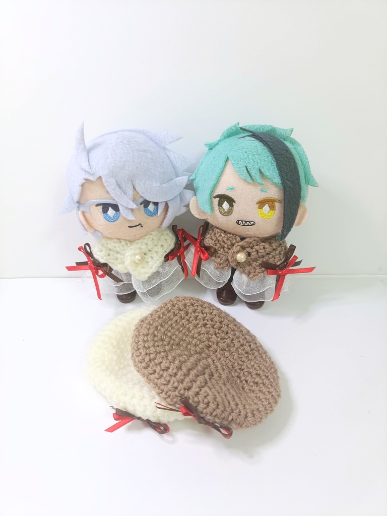 10cmぬい服 バレンタインケープ&ベレーセット-double ribbon-