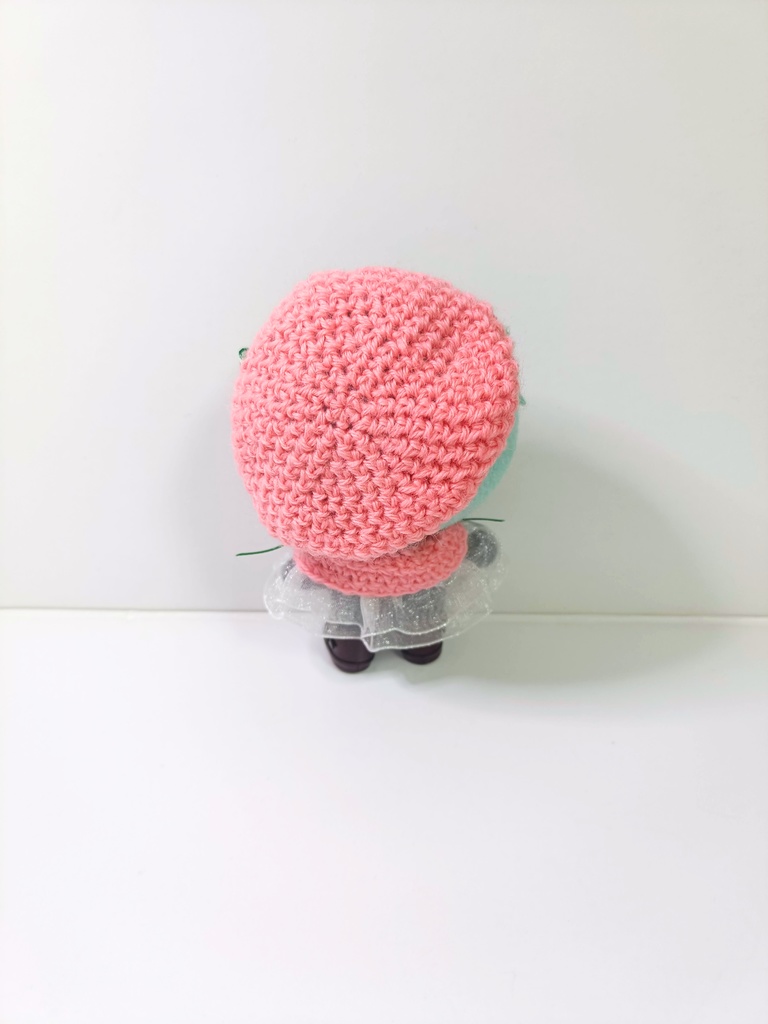 10cmぬい服 ストロベリーケープ&ベレーセットーグリーンギンガムー