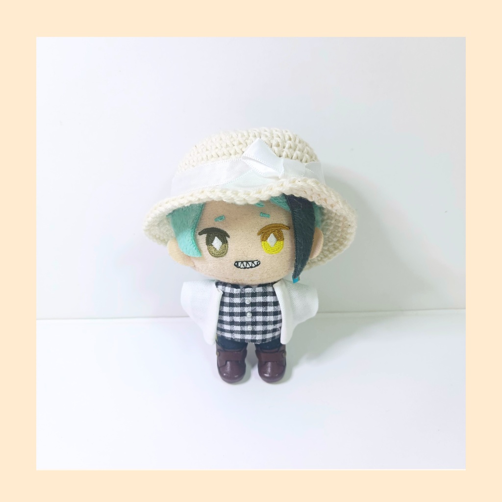 ぬい服10cm シンプルギンガムセット(ハット&トップス&ジャケット)