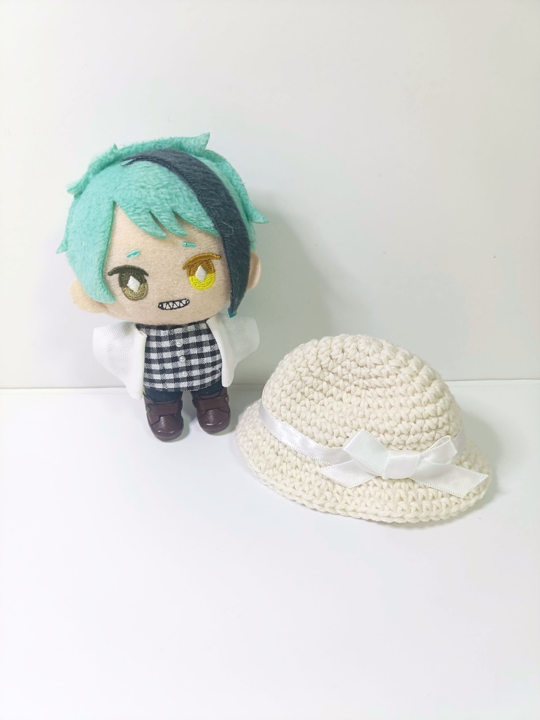 ぬい服10cm シンプルギンガムセット(ハット&トップス&ジャケット)