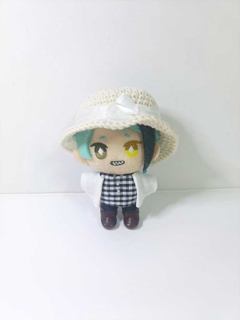 ぬい服10cm シンプルギンガムセット(ハット&トップス&ジャケット)