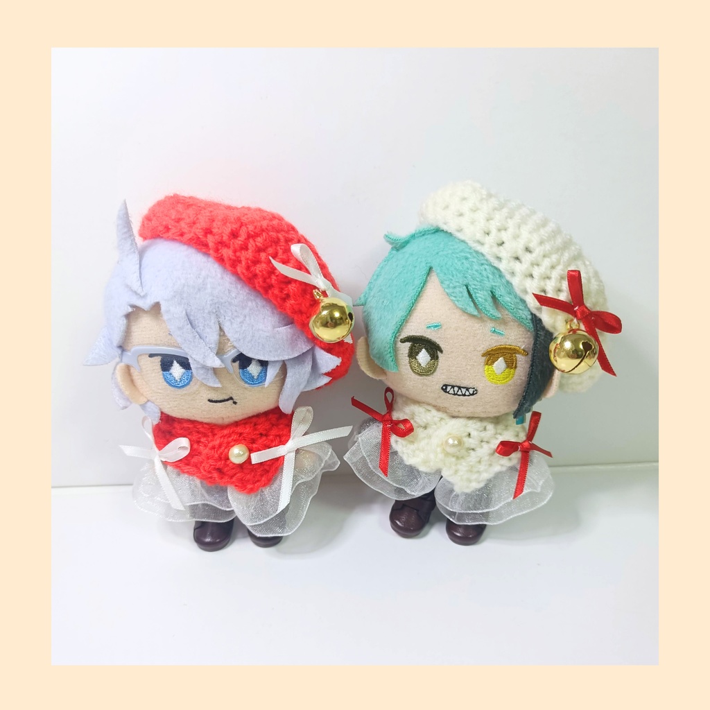 10cmぬい服 紅白！大きめ鈴ケープ＆ベレーセット