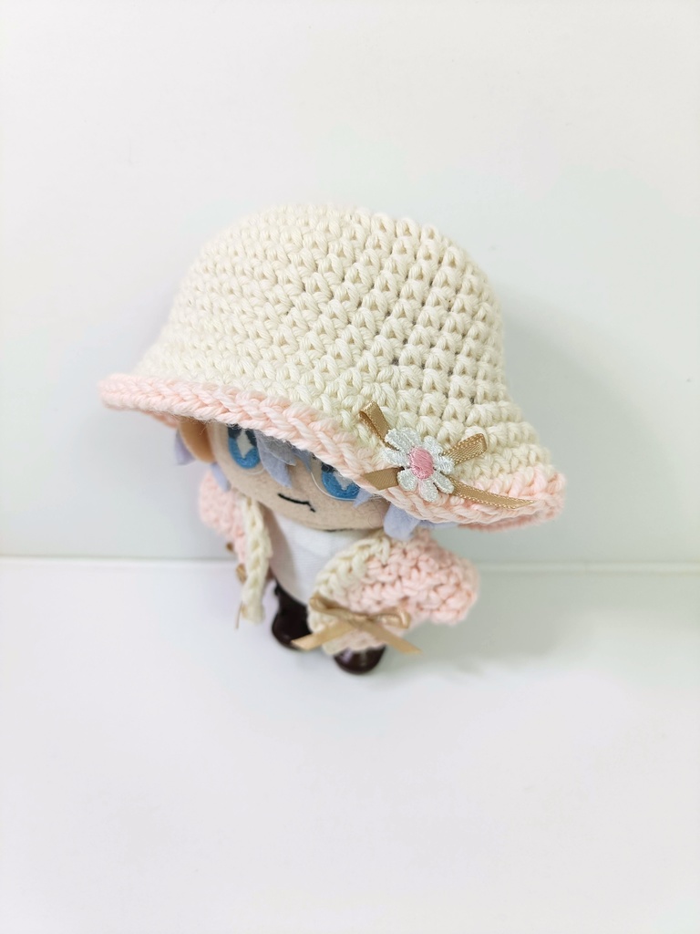 10cmぬい服 おリボンカーデセット~ pink&blue ~(カーディガン&ハット)