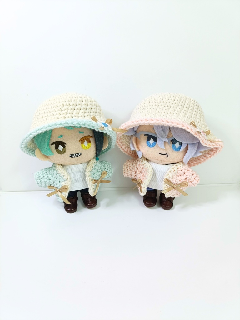 10cmぬい服 おリボンカーデセット~ pink&blue ~(カーディガン&ハット)