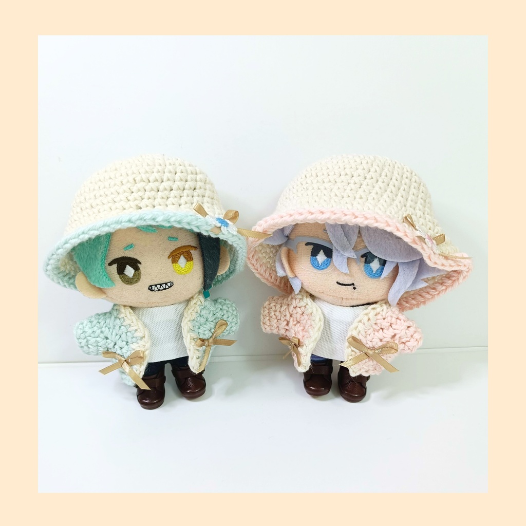 10cmぬい服 おリボンカーデセット~ pink&blue ~(カーディガン&ハット)