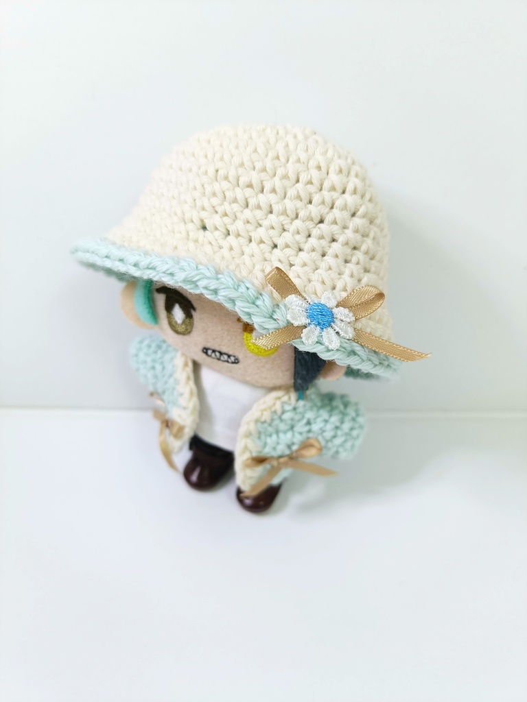 10cmぬい服 おリボンカーデセット~ pink&blue ~(カーディガン&ハット)