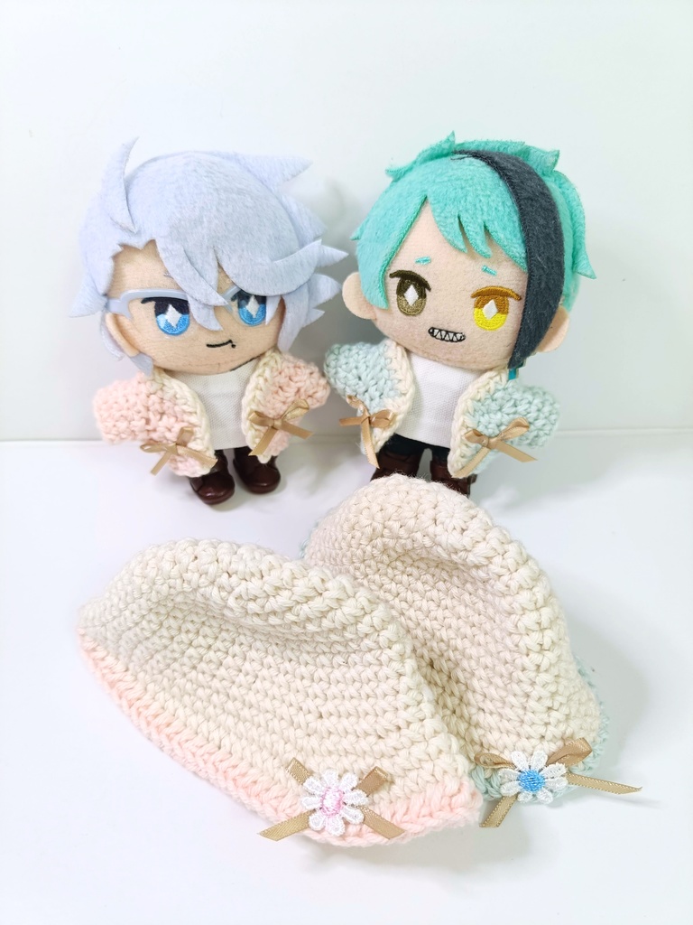 10cmぬい服 おリボンカーデセット~ pink&blue ~(カーディガン&ハット)