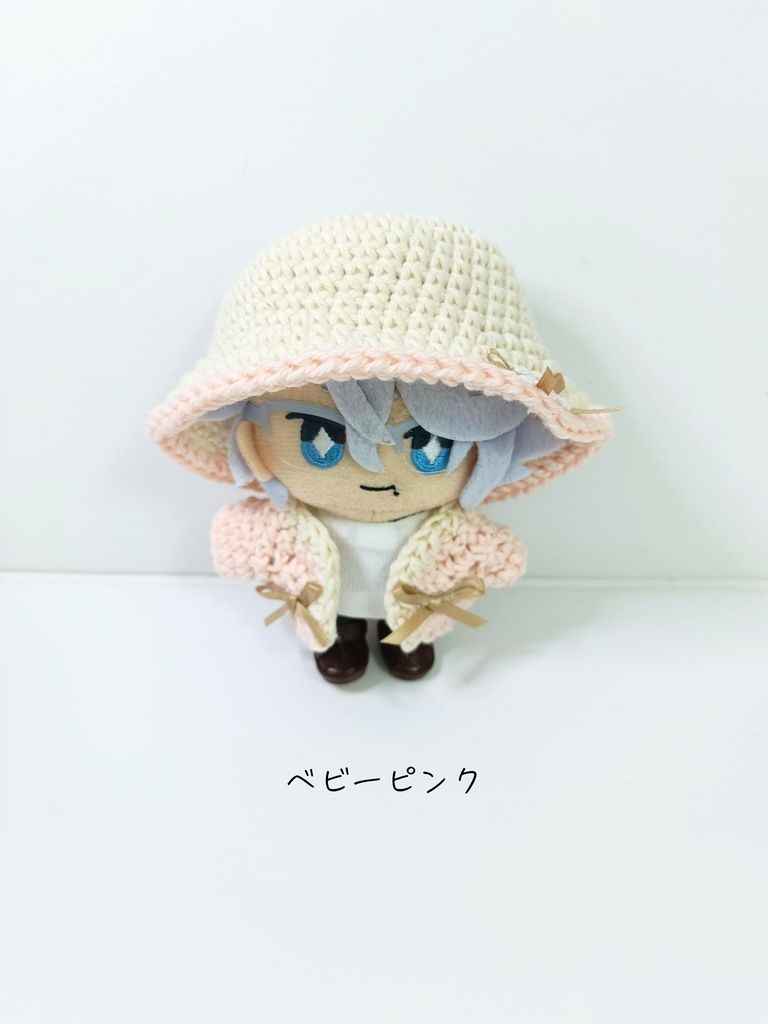 10cmぬい服 おリボンカーデセット~ pink&blue ~(カーディガン&ハット)