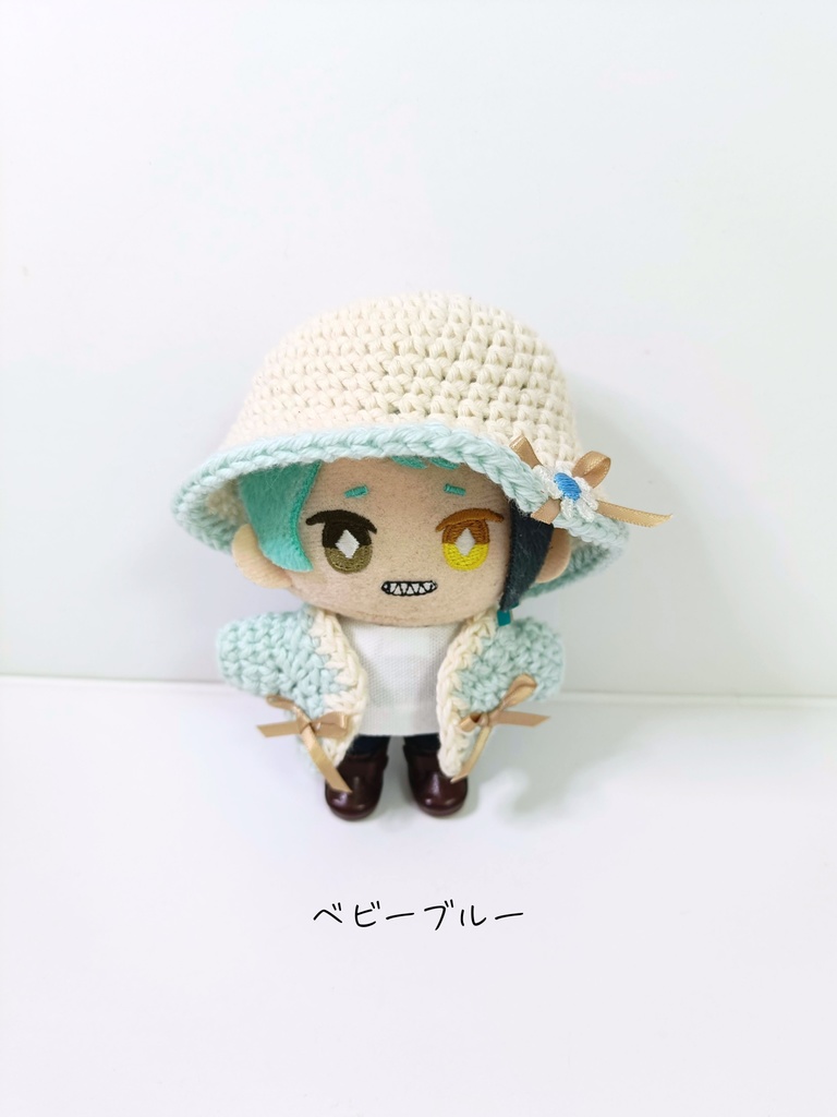 10cmぬい服 おリボンカーデセット~ pink&blue ~(カーディガン&ハット)