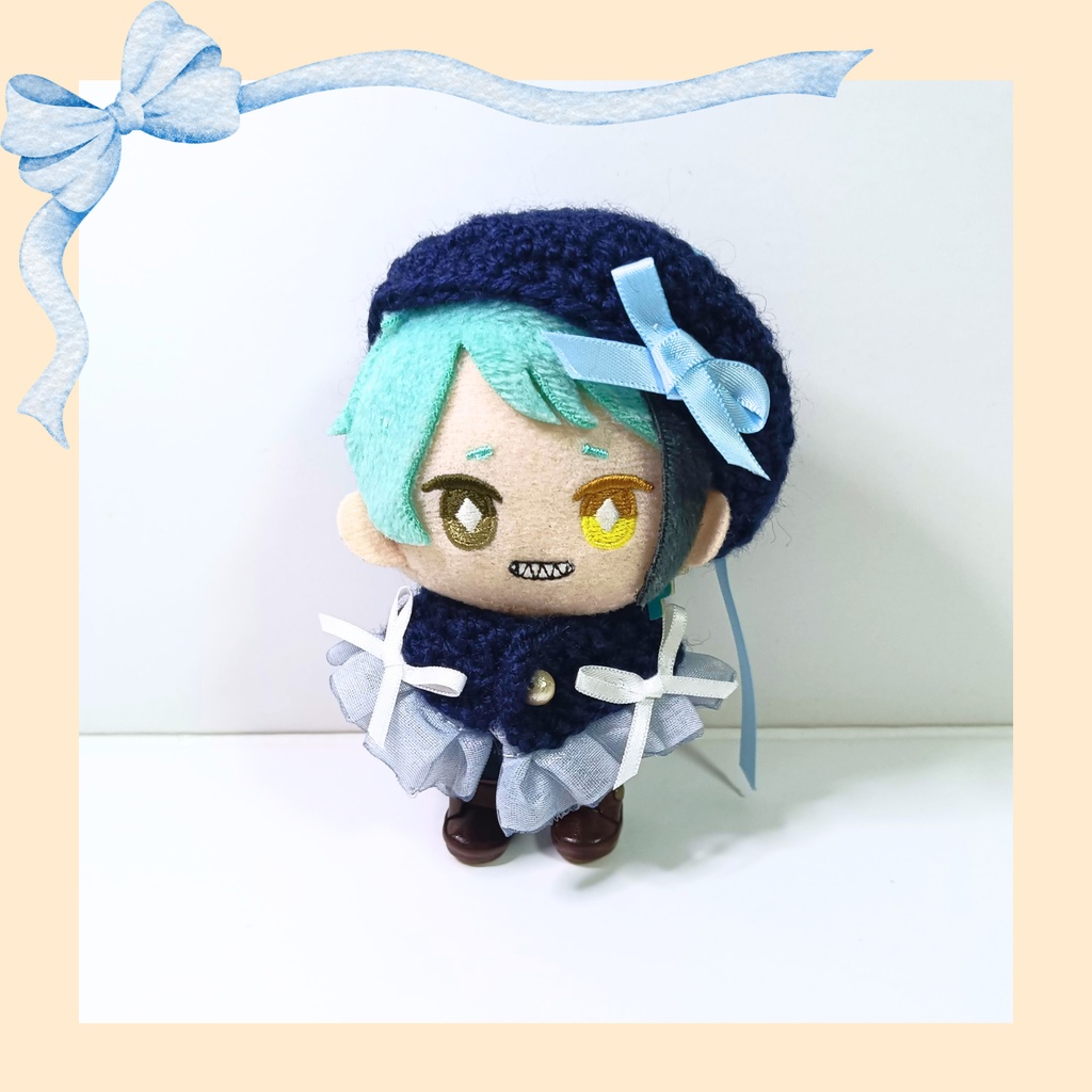 10cmぬい服 シフォンプリーツケープ＆ベレーセット-navy-