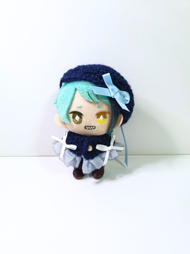 10cmぬい服 シフォンプリーツケープ&ベレーセット-navy-